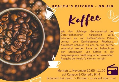 HEALTH’S KITCHEN ON AIR, mit Kaffeerösterin Petra HEALTH’S KITCHEN ON AIR, mit Kaffeerösterin Petra